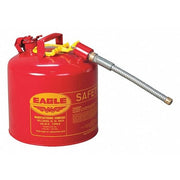 Type II Safety Can, Galvanized Steel, 5 gal, 5/8 in Flexible Metal Hose, Red, Flammables