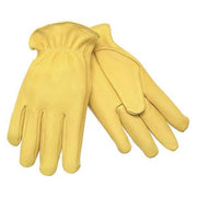 Leather Drivers Gloves, Shirred Slip-On Cuff, Keystone Thumb, Gold, XL, 1 PR