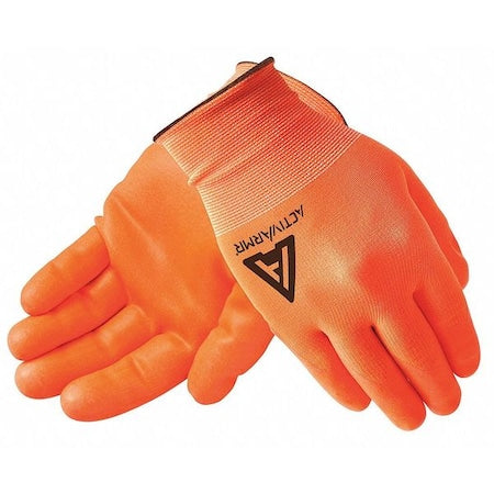 H-Vis Coated Gloves, Nitrile, Smooth, Palm, 4 Abrasion Level, Orange, S (8) 1 PR