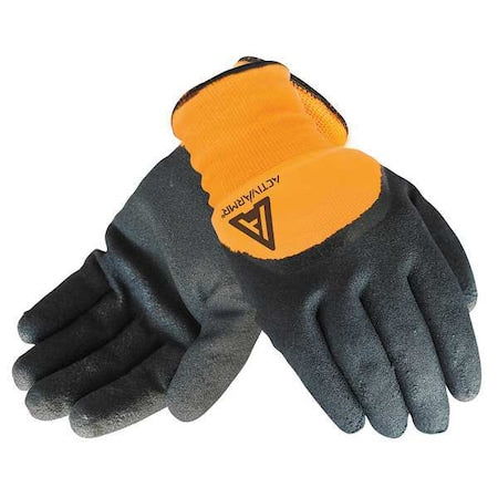 Hi-Vis Cut Resistant Coated Gloves, Cut Level A2 ,Double Dipped ,Nitrile ,Sandy ,M 1 PR