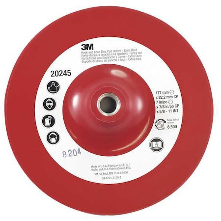 Hook-and-Loop Disc Backup Pad, 7" Dia, Center Hole, 20245
