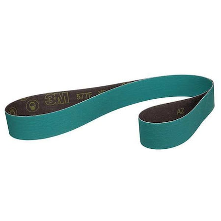 Sanding Belt, 2 in W, 72 in L, Coated, Zirconia Alumina, 80 Grit, Not Applicable, 577F, Green