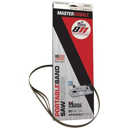 Portable Band Saw Blade, 3 ft. 8-7/8" L, 1/2" W, 8/11 TPI, Bi-Metal, 0.020" Thick, 25 PK