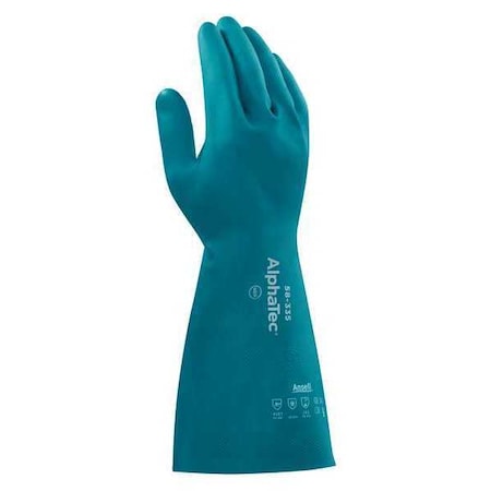 AlphaTec Chemical Resistant Gloves, Nitrile, 15 in L, 28 mil, Green, 10, 1 PR