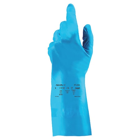 AlphaTec(R) 37-210 Chemical Resistant Gloves, Nitrile, 12 3/4 in L, 8 mil, Blue, 9, 1 PR