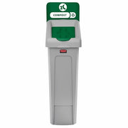 23 gal Rectangular Recycling Bin, Flat with Top Opening, Green, 1 Openings