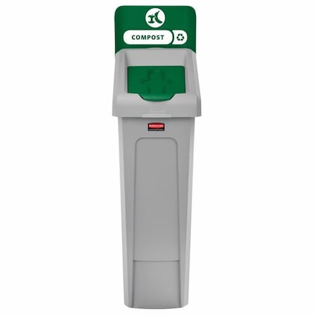 23 gal Rectangular Recycling Bin, Flat with Top Opening, Green, 1 Openings