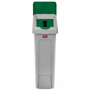 23 gal Rectangular Recycling Station, Flat with Top Opening, Green, 1 Openings