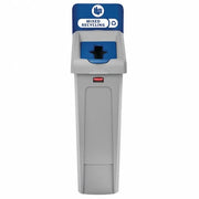 23 gal Rectangular Recycling Station, Flat with Top Opening, Blue, 1 Openings