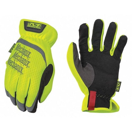 Mechanics Gloves, Hi-Vis, TekDry(R) Synthetic Leather, Reinforced Thumb/Index Finger, Lime, 10,PR