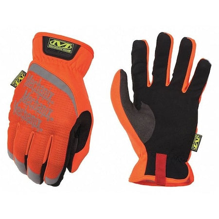 Hi-Viz FastFit(R) Hi-Vis Mechanics Gloves, Synthetic Leather Palm, TrekDry Back, 11, Orange
