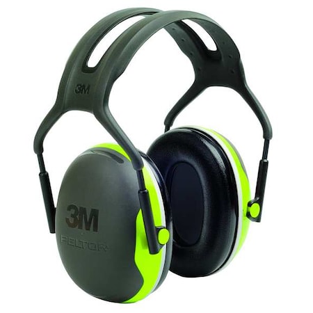 Peltor X4 Over-the-Head Earmuffs, Dielectric, Passive, NRR 27 dB, Foam, Black/Chartreuse