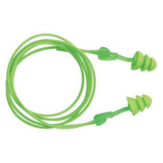 Glide Reusable Soft Plastic Ear Plugs, Flanged Shape, 27 dB, Green, 50 PK