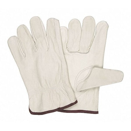 Leather Drivers Gloves, Slip-On, Keystone Thumb, Gunn Cut, Beige, M 12 PK