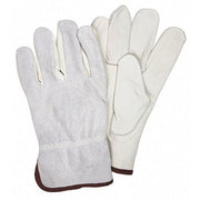 Leather Drivers Gloves, Slip-On, Keystone Thumb, Gunn Cut, Beige, S 12 PK