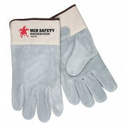 Leather Gloves, Cowhide, Safety Cuff, Wing Thumb, Full Finger, Gray, XL, 12 PK