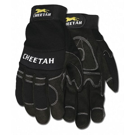 MCR Safety Multi-Task Mechanics Gloves, Synthetic Leather Palm, Spandex Back, XL, Black