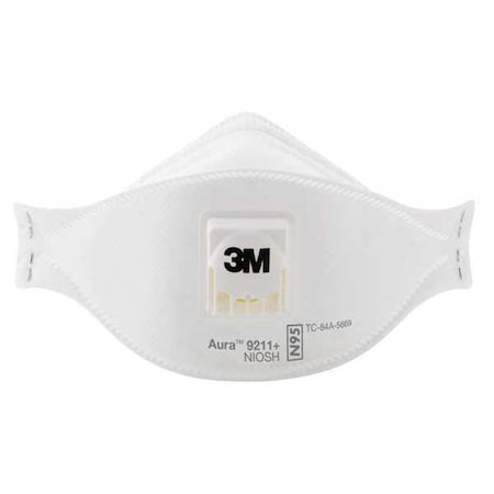 Disposable Respirator, N95, Flat-Fold, Single, Non-Adjustable, Metal Nose Clip, M