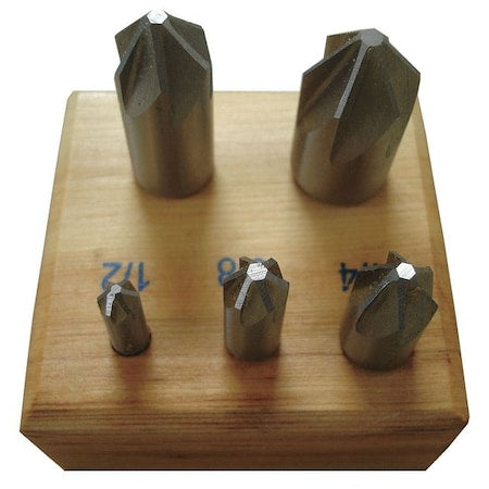 Countersink Set,5 PC,3 FL,82 Deg,HSS