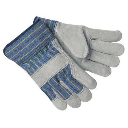 Leather Gloves, Cowhide, Safety Cuff, Wing Thumb, Full Finger, Gray, XL, 1 PR