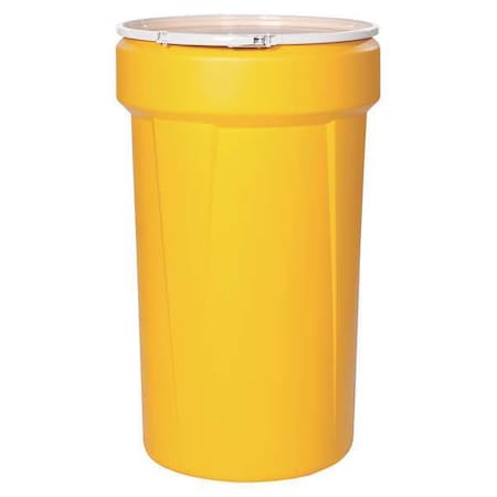 Open Head Transport Drum, Polyethylene, 55 gal, Unlined, Yellow