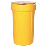 Open Head Transport Drum, Polyethylene, 57 gal, Unlined, Yellow
