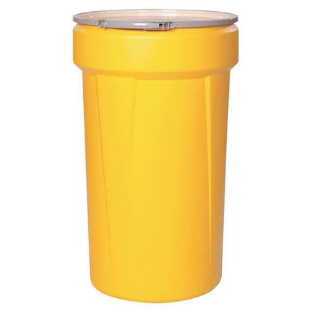 Open Head Transport Drum, Polyethylene, 57 gal, Unlined, Yellow