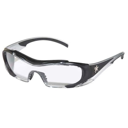 Hellion, Safety Glasses, Anti-Fog & Anti-Scratch, Clear Lens, Black/Silver Frame, Full-Frame