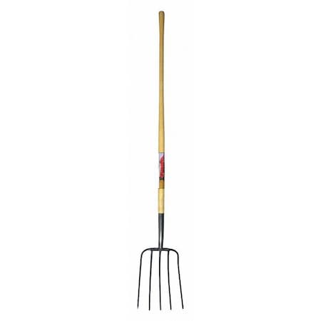 Manure Fork,5 Tine,54" Ash Wood Handle