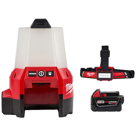 M18 RADIUS Compact Site Light w/ Flood Mode + USB Headlamp + M18 XC5.0 Battery