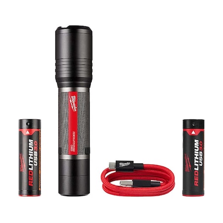 USB Slide Focus Flashlight + 3.0 Battery