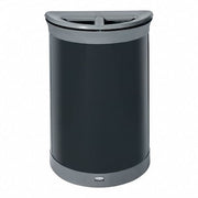 23 gal Half-Round Recycling Bin, Flat with Top Opening, Gray, 2 Openings