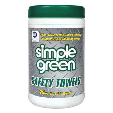 Safety Towel Multipurpose Wipes, 10" x 12", 75 Wipes