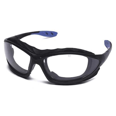 Sealed Safety Glasses, Donyi Design, Anti-Fog, Wraparound, Foam Lined, Black/Blue Frame, Clear Lens