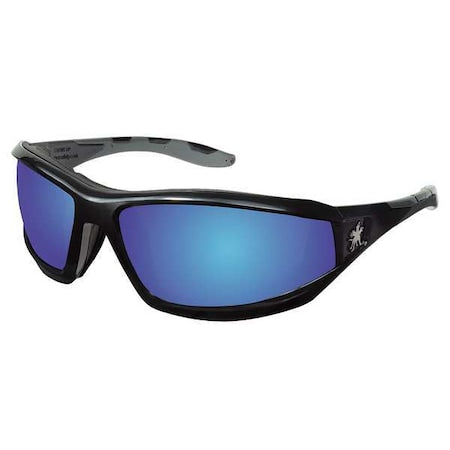 Swagger (RP2), Safety Glasses, Anti-Scratch, Blue Mirror Lens, Black Frame, Full-Frame