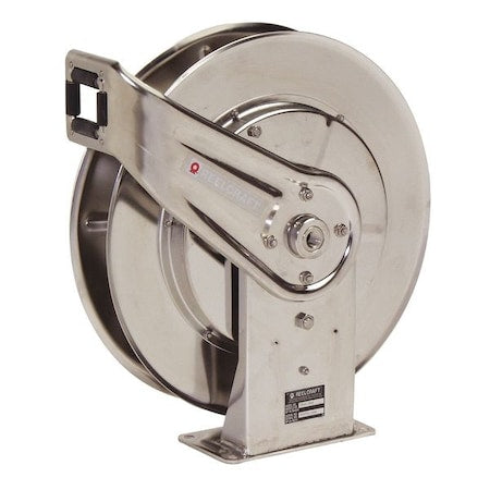 Air Hose Reel, 1/2 in Hose Diameter, 50 ft Length, 500 psi Max. Pressure, Stainless Steel, Silver