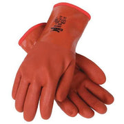 Chemical Resistant Gloves, PVC, 12 in L, Red Brown, XL, 1 PR