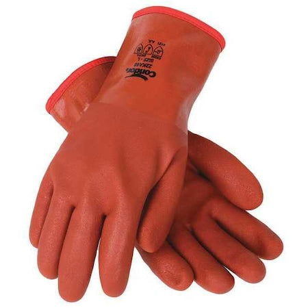 Chemical Resistant Gloves, PVC, 12 in L, Red Brown, XL, 1 PR