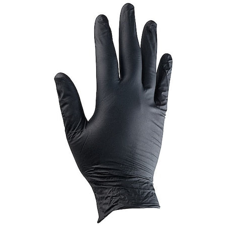Disposable Gloves, 6.00 to 6.99 mil Palm, Nitrile, Powder-Free, L (9), 50 PK, Black