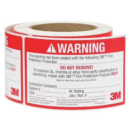 Label,5 In.,Red/White,250 Labels/Roll