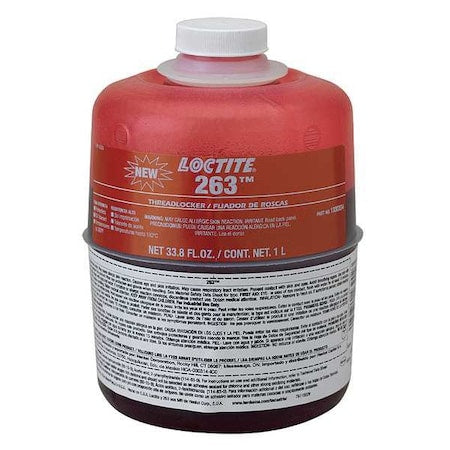 Primerless Threadlocker, LOCTITE 263, Red, High Strength, Liquid, 1L Bottle