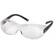 OTS(R), Safety Glasses, Anti-Scratch, Clear Lens, Black Frame, Frameless