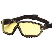 Safety Goggles, Amber Lens, H2X Anti-Fog, Direct Vented, Foam Padding, V2G Series