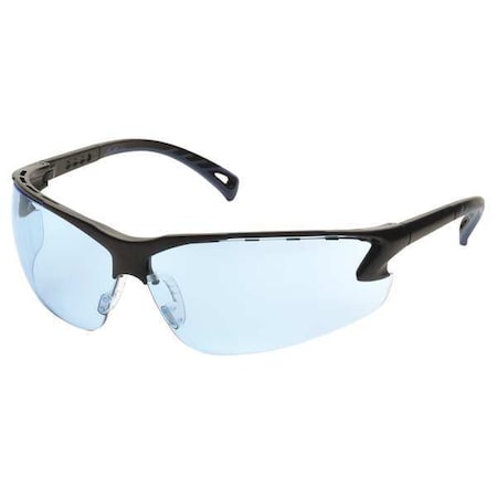 Venture 3(R), Safety Glasses, Anti-Scratch, Blue Lens, Black Frame, Half-Frame