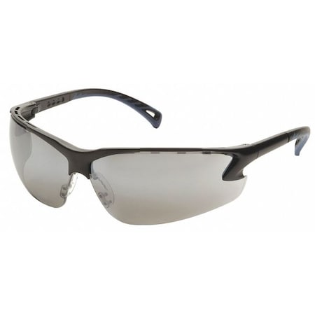 Venture 3(R), Safety Glasses, Anti-Scratch, Gray Mirror Lens, Black Frame, Half-Frame