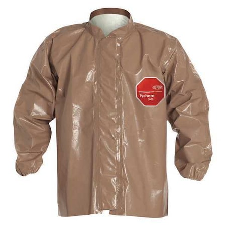 Disposable Jacket, Tychem(R) 5000, Hook-and-Loop Closure, Tan, 2XL, 6 PK