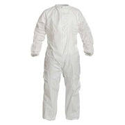 Coverall, L, White, Microporous Composite Fabric, zipper