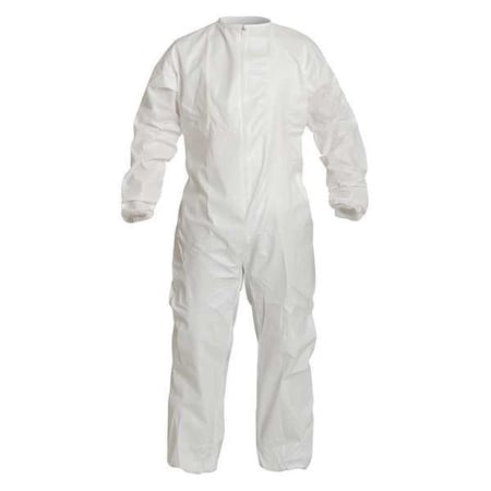 Coverall, M, White, Microporous Composite Fabric, zipper