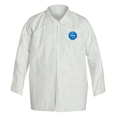 Disposable Shirt, M, Tyvek(R) 400, Snap, Open Cuff, Serged Seam, 50 PK