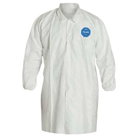 Tyvek 400 Disposable Lab Coat, Tyvek(R) 400, Snaps Closure, White, 2XL, 30 PK
